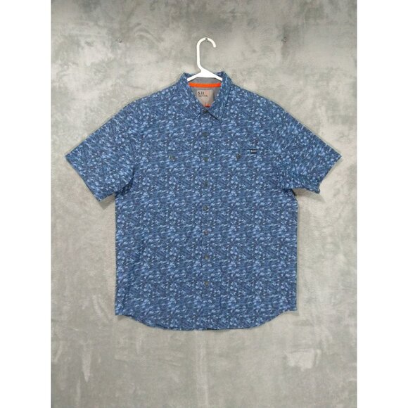 5.11 Tactical Shirt Mens Small Blue Micro Camo Short Sleeve Snap Button Up - Picture 1 of 7